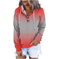 thumbnail image 3 of Jinhomg Womens Trendy Hooded Sweatshirt Long Sleeve Gradient Color Tops Fall Casual Cozy Quarter Button Up Sweatshirts with Kangaroo Pocket Daily Deals Hot Pink S, 3 of 6