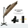 thumbnail image 3 of Outsunny 10ft Offset Patio Umbrella with Base, Cantilever Umbrella with Rotation, Easy Tilt, 8 Ribs, Crank, Cross Base, Cover, Strap, Coffee, 3 of 9