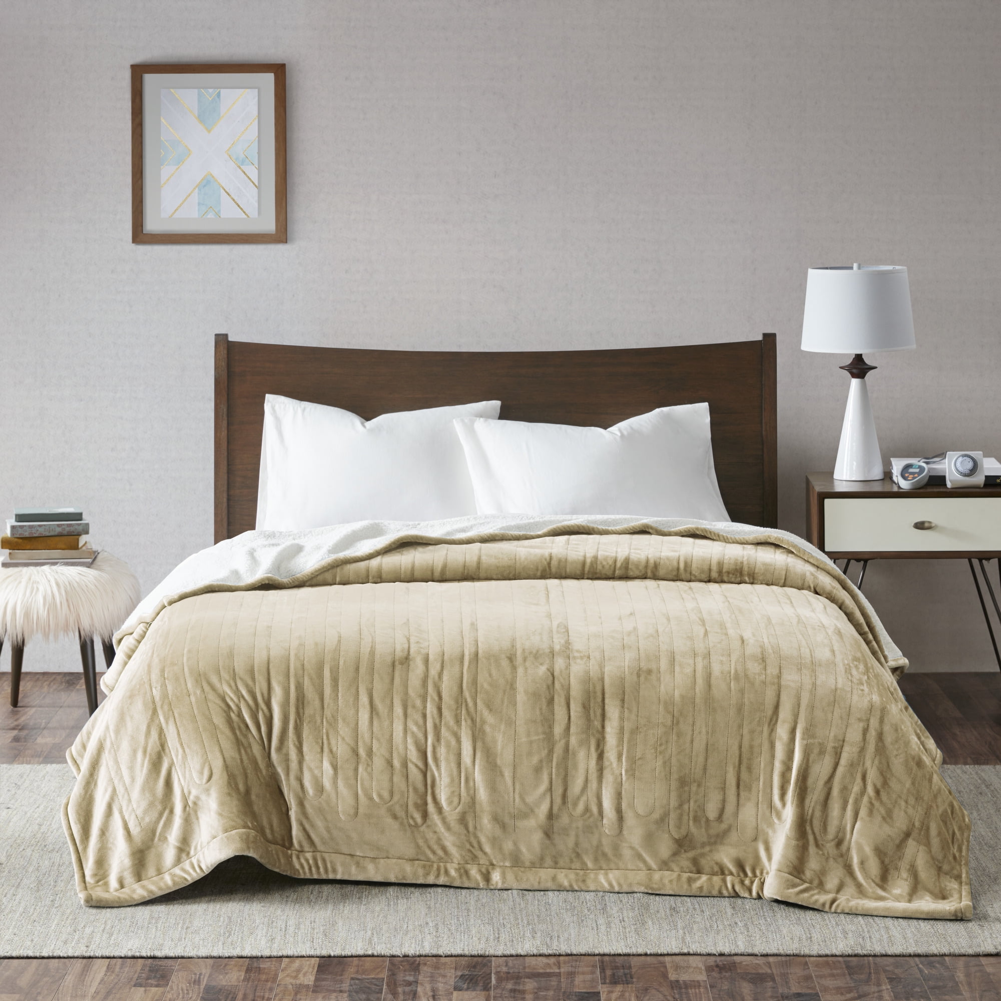 Comfort Classics Ultra Soft Heated Electric Blanket, Twin, Tan