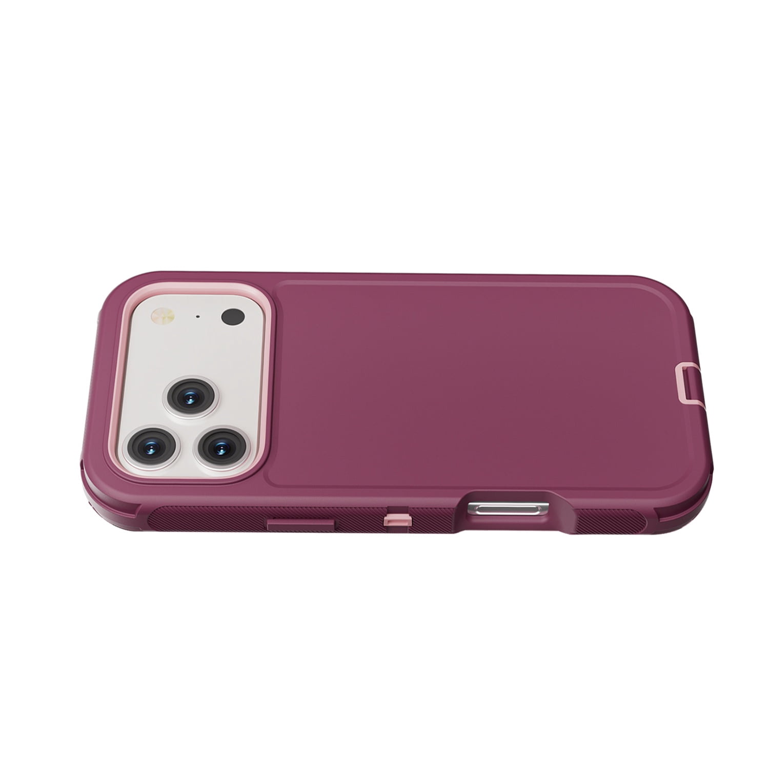 DualPro Shock-Resistant Case for iPhone 17 Pro Max - Burgundy & Light Pink