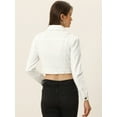 thumbnail image 4 of DARING DIVA Women's  Puff Sleeve Cropped Denim Jacket XL White, 4 of 6