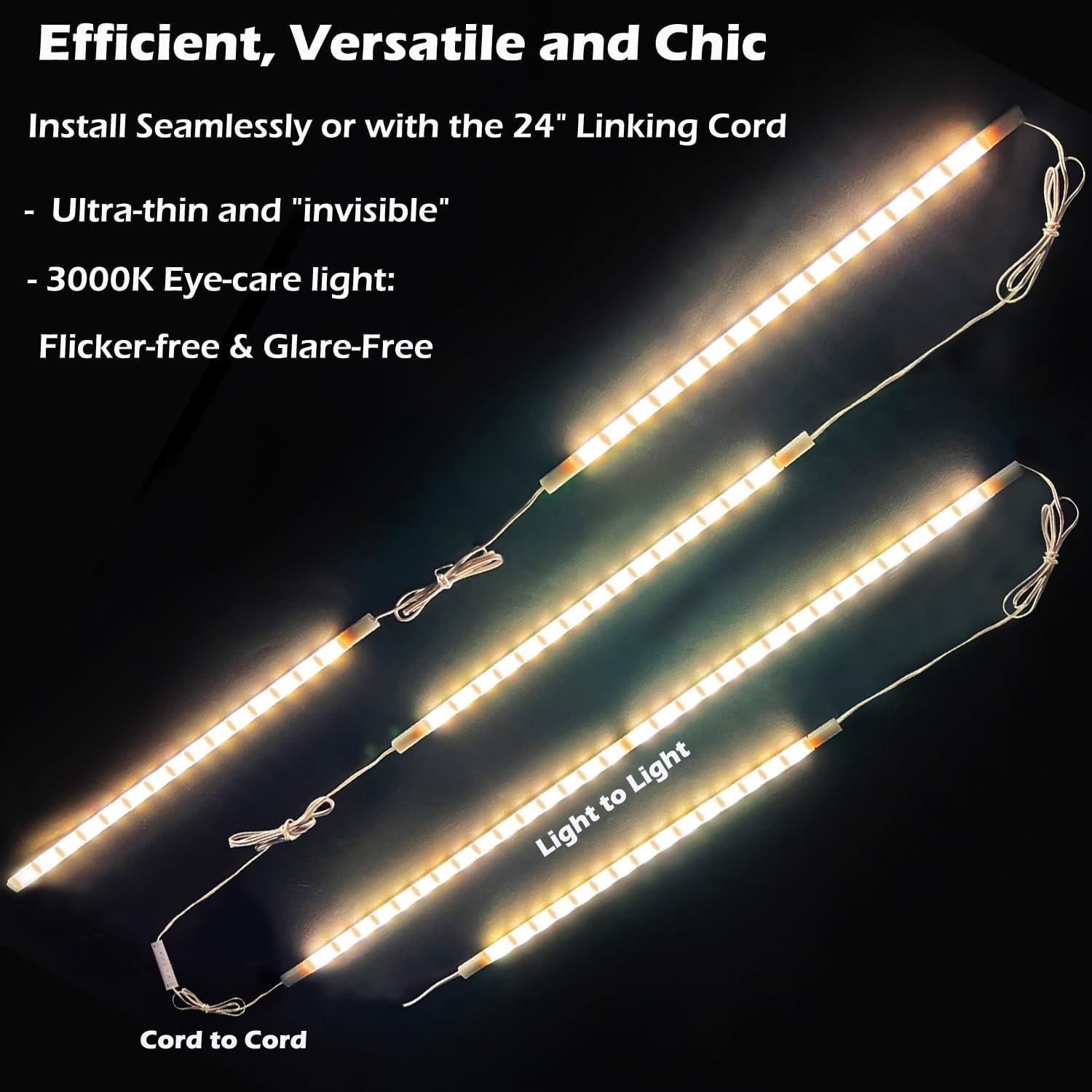 12-Inch LED Under-Cabinet Lights, 3000K (6 Count) Seamlessly Linkable Strip Light Bars Kit