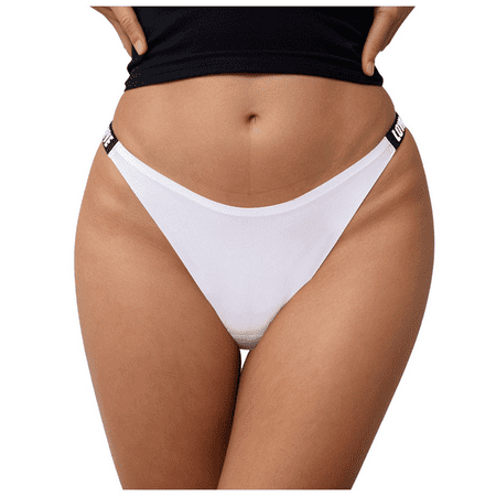 Fulorrnie Underwear for Women Seamless Thong No Show Comfort Panties Waistband Banded Waist Stretchable Panty  White  M
