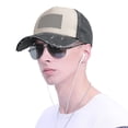 thumbnail image 5 of Black And White Checkered Baseball Cap Distressed Adjustable Vintage Cotton Denim Hat for Women Men, 5 of 7