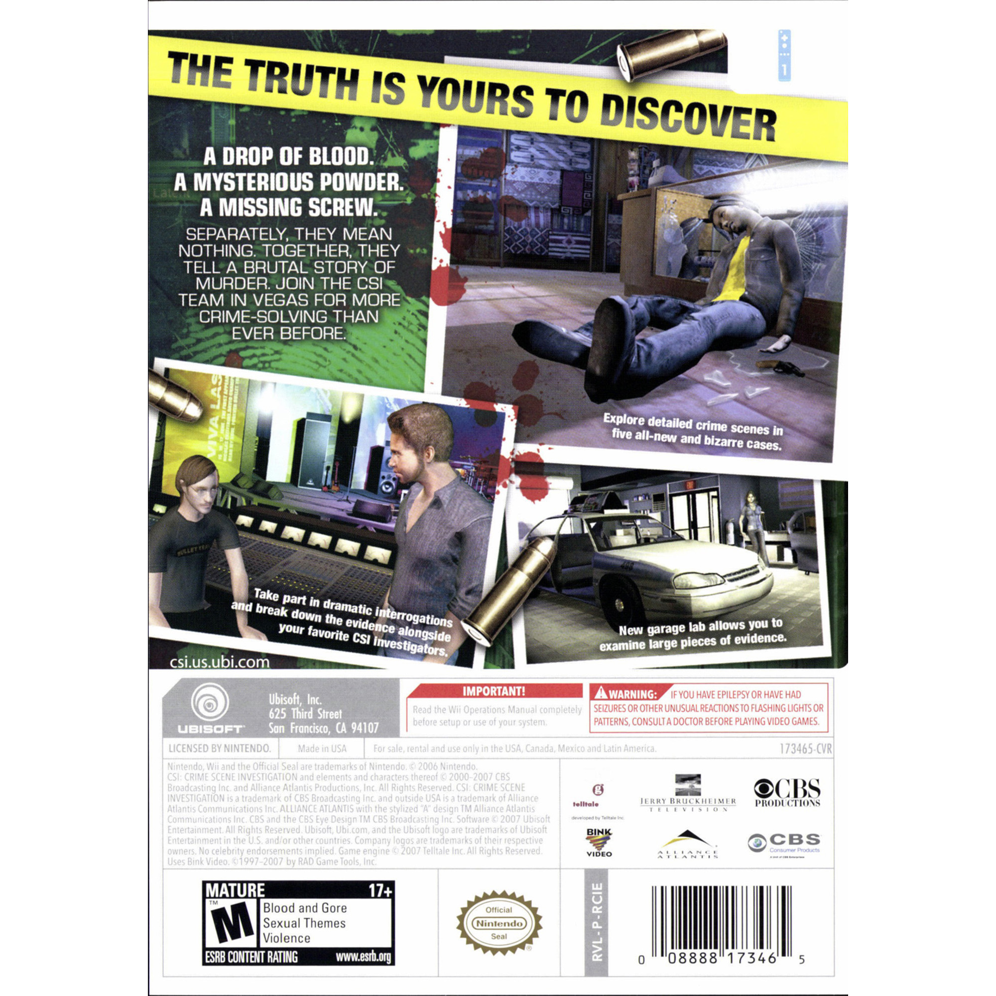 CSI Crime Scene Investigation Hard Evidence (Wii) PreOwned