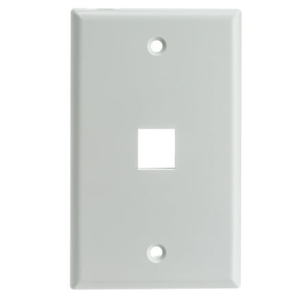 - ACCL Keystone 1 Port Single Gang Wall Plate, White, 1pk