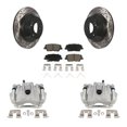 thumbnail image 1 of Transit Auto Rear Disc Brake Coated Caliper Drilled Slotted Rotors and Ceramic Pads Kit for Car 2014-2015 Kia Sorento with Red Painted Calipers KCD-100519C, 1 of 11