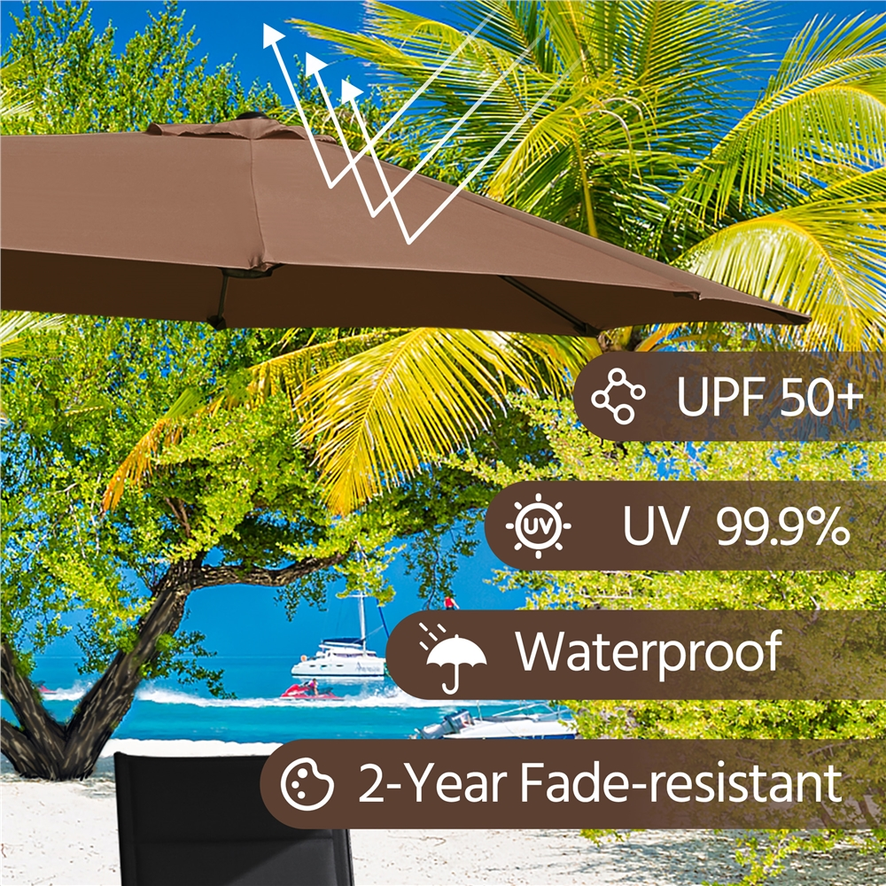Renwick 15 FT Twin Patio Parasol with Crank Lift, Brown