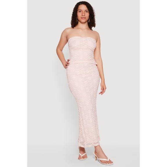Women's Floral Lace Overlay Maxi Pencil Skirt