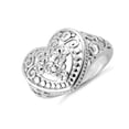thumbnail image 2 of 925 Sterling Silver v Platinum Plated Heart Stackable Women Valentines Day Gifts Ring, 2 of 4