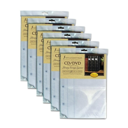 Bellagio-Italia Insert Sheets for CD/DVD Storage Binder - Holds DVDs  CDs  Blu-Rays & Video Games - Acid-Free Binder Organizer Sheets - 48 Sheets - 6 Pack