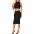 thumbnail image 2 of INSPIRE CHIC Two Pieces Skirt Sets for Women's Mock Neck Tank Top and Bodycon Skirts Black S, 2 of 6