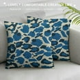 thumbnail image 3 of ONETECH Blue and Light Brown Leopard Pillow Covers Leopard Animal Print Cheetah Decorative Cushion Covers Chinoiserie Style Farmhouse Accent Pillow for Bedroom Sofa Couch  White, 3 of 5