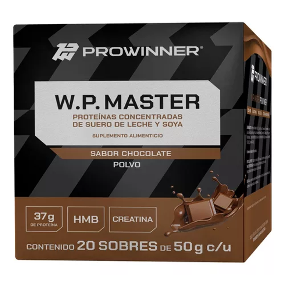 Suplemento WP Master Caja Con 20 Sobres Sabor Chocolate 50 gr c/u ProWinner PW-1276