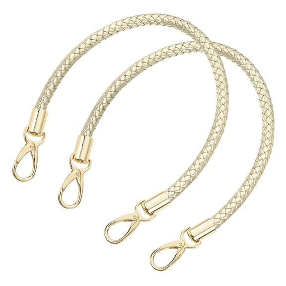 Uxcell Leather Purse Strap, 2Pack 50cm Short Leather PU Braided Purse Replacement Handle(Color 50 Strap   Gold Clasp)