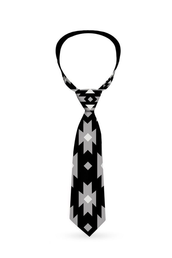 Black and Grey Indian Tribal Pattern Neck Tie