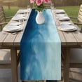 thumbnail image 4 of Blue Ombre Table Runner - 48 Inch Long Coastal Beach Modern Abstract Art Cotton and Linen Blended Dress Scarves Farmhouse Table Runner for Kitchen Dining, Coffee Table, 13" x 48", 4 of 8