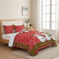 thumbnail image 5 of Quilts King Size Bedding Set, Red Christmas Snowflakes Lightweight Quilted Comforter, Winter Xmas Cute Snowman Plaid Soft Reversible Bedspread Coverlet with Pillow Covers for All Season, 96" x 106", 5 of 9