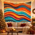 thumbnail image 3 of Wavy Bands with Teal and Burnt Orange Motifs, Energetic Abstract Style for Boho Decor Lovers, Geometric Wall Decor Housewarming Gift, Tapestry Wall Hanging for Bedroom and Dorm, 3 of 7