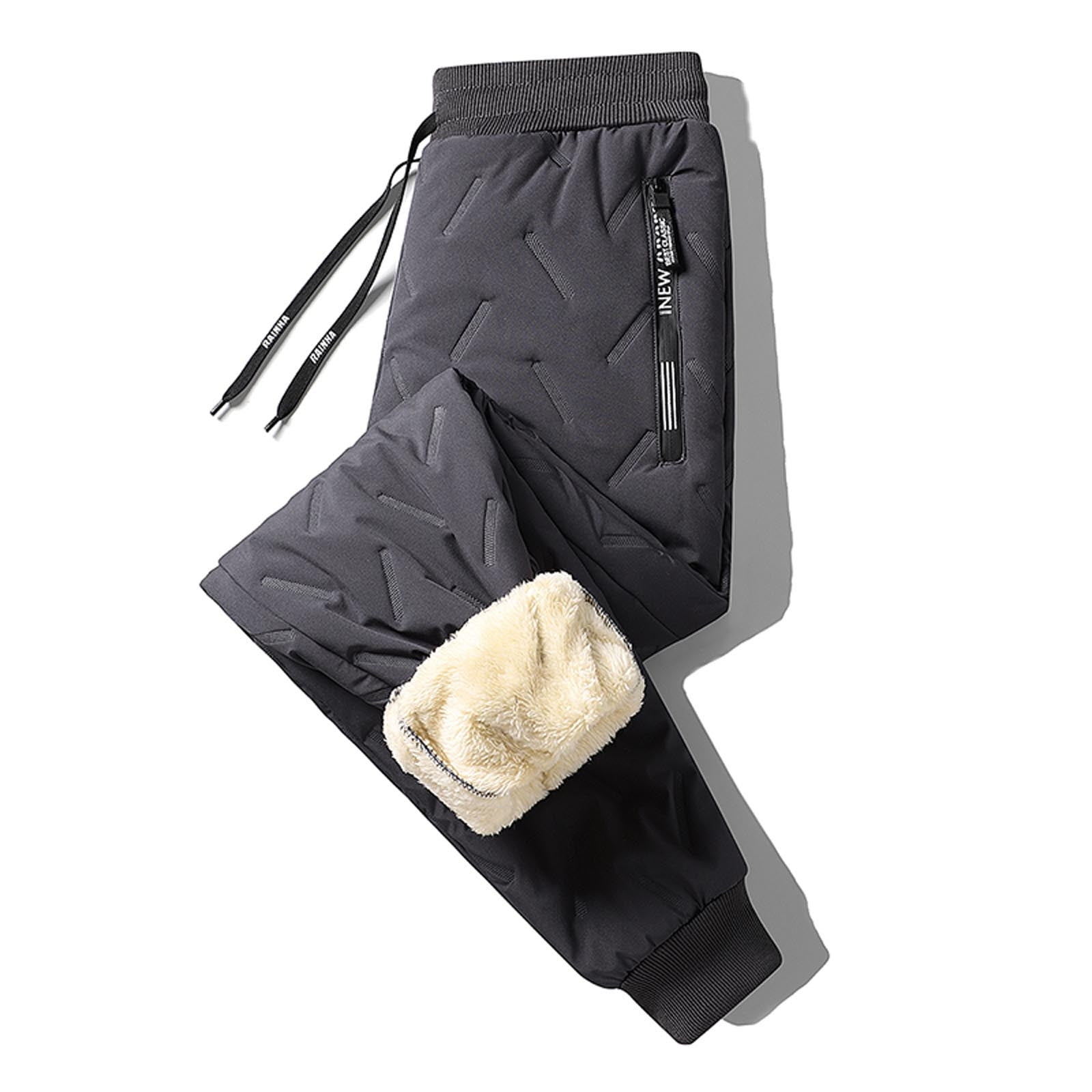 EQWLJWE Christmas Deals 2023 Sherpa Lined Pants Mens Lounge Mens Sherpa Lined Sweatpants Winter Athletic Jogger Fleece Pants Casual Thickened Elastic