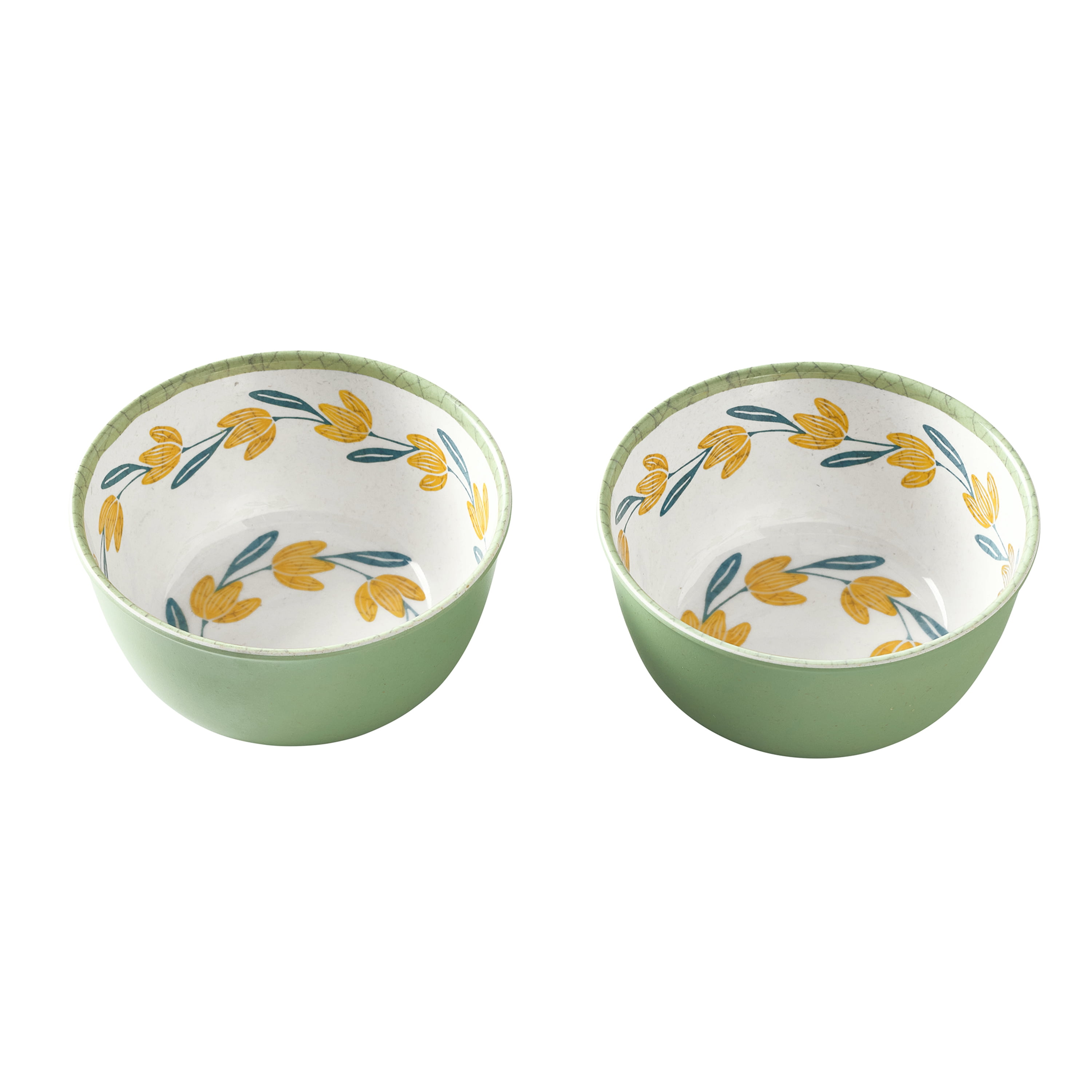 Better Homes & Gardens Bamboo Melamine Flower Dip Bowl 4.65 Inch 2Pc