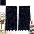 thumbnail image 3 of Night Starry Sky Curtains, Golden Space Stars Fantasy Galaxy Universe Black Cosmic with Gold White Star Rain Print Window Curtains for Kids Bedroom Living Room 42x54 Inch, 3 of 8