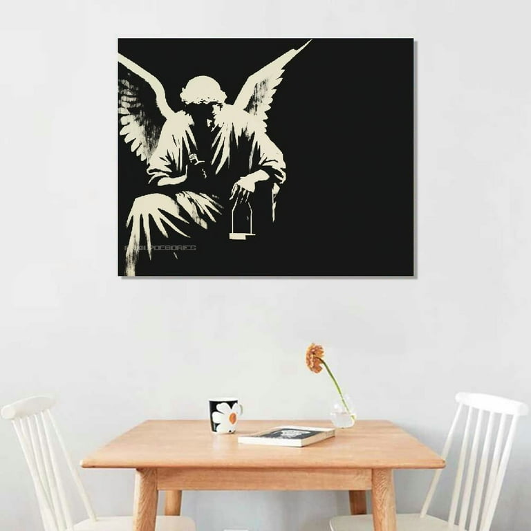 PIKWEEK Banksy Fallen Angel Graffiti Canvas Wall Art Picture PIKWEEK Banksy Fallen Angel Graffiti Canvas Wall Art Picture