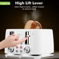 thumbnail image 7 of LONGDEEM 4 Slice Toaster Wide Slots Dual Controls - 6 Browning Options High Lift Lever - White, 7 of 7