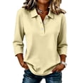 thumbnail image 2 of Clossjun Womens Polo Blouse for Work Golf Collared Button 3/4 Sleeve Tops Lightweight, Quick Dry Three Quarter Length Solid Color Loose Fit Walking, Gym Sweatshirt, 2 of 5