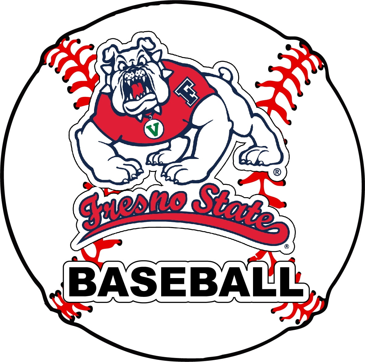 Fresno State Bulldogs 4Inch Round Baseball Vinyl Decal Sticker