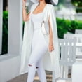 thumbnail image 2 of Ladies Workoffice Blazer Solid Color Fitted Suit Button Down Fashion Jacket Lapel Notched Elegant Cardigan Mid Length Leisure Outwear Single Breasted Blouse, 2 of 7