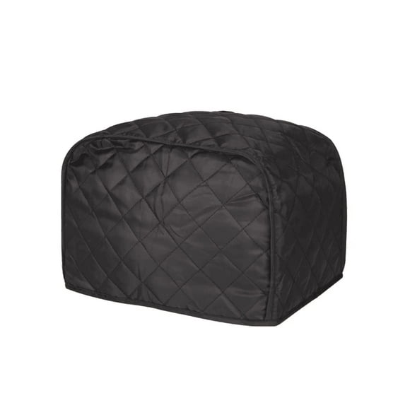 2 slice Toaster Cover Polyester Fabric Quilted Two Slice Toaster Appliance Dust-proof Cover For Kitchen Small Appliance Dust Cover and Fingerprint Protection (Black)