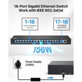 thumbnail image 2 of Conmutador PoE ZOSI de 16 puertos Gigabit con 2 puertos de enlace ascendente de 156 W, 2 of 9
