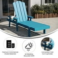 thumbnail image 4 of Merrick Lane Indoor/Outdoor Adjustable Adirondack Lounger with Fold Out Cup Holder- Recycled All-Weather Indoor/Outdoor HDPE Lounge Chair in Blue, 4 of 10