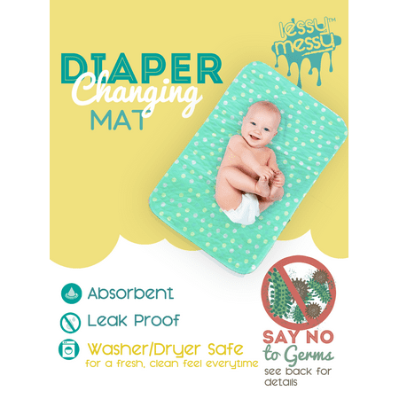 Lessy Messy Baby Changing Mat - Portable Changing Pad for Baby-The Only Diaper Changing Mat That is Washer Dryer Safe Baby Changing Pad Extra Large Wipeable Changing Pad (Polka Dot)