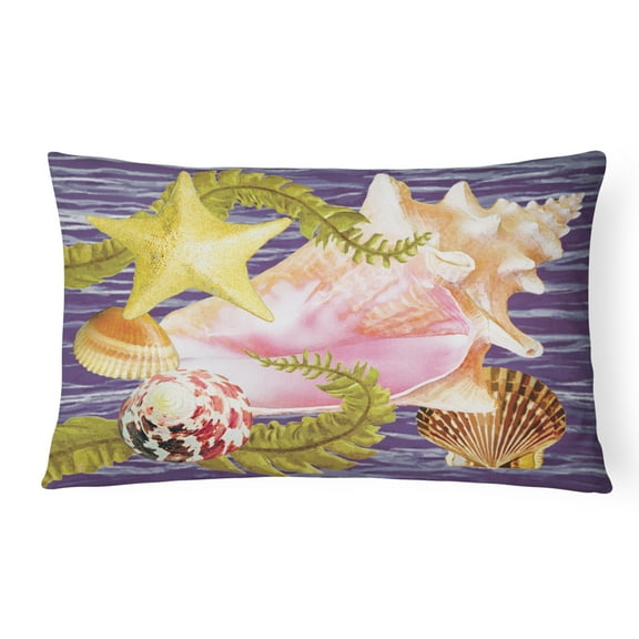 Carolines Treasures PRS4058PW1216 Conch And Starfish Canvas Fabric Decorative Pillow  12H x16W multicolor