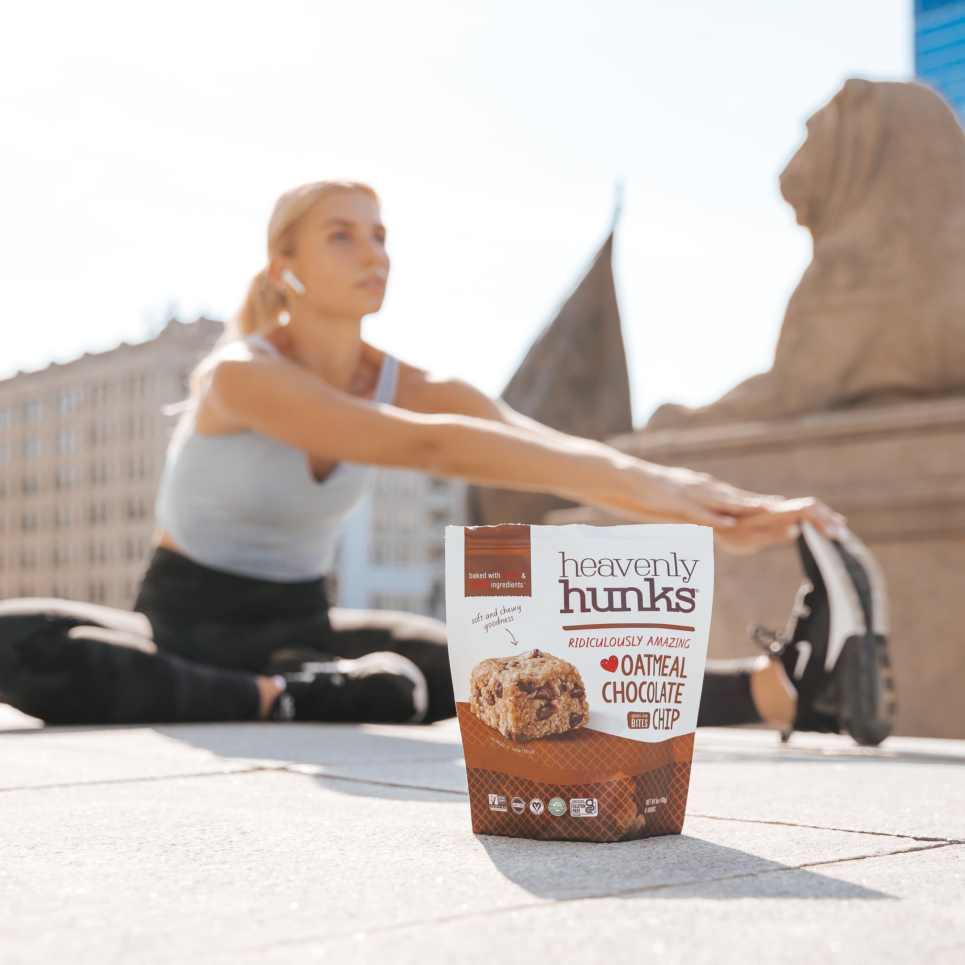 (6 pack) E & C's Snacks Heavenly Hunks, Gluten-Free, Vegan Baked Oatmeal Chocolate Chip Cookie, 6 oz, 6 Count