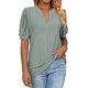 thumbnail image 2 of Camisas para mujer Camisetas casuales con cuello en V Puff Manga corta Tops de verano Blusas tipo túnica S-XXLVerde oscuroXX-Large esquí esquí Gafas de esquí, 2 of 4