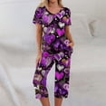thumbnail image 7 of Garbnen Womens Valentine Pajama Set V Neck Capri Pants Short Sleeve Sleepwear Heart Print 2 Piece Lounge Sets with Pockets, 7 of 7