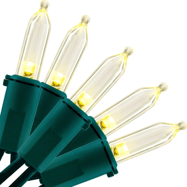 Luces navideñas navideñas LED de color blanco cálido de 33 pies, 100 unidades