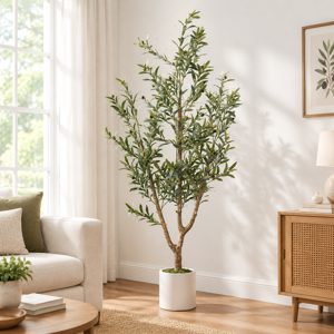 Olive Trees Artificial Indoor 6ft Tall Faux Tree With White Planter