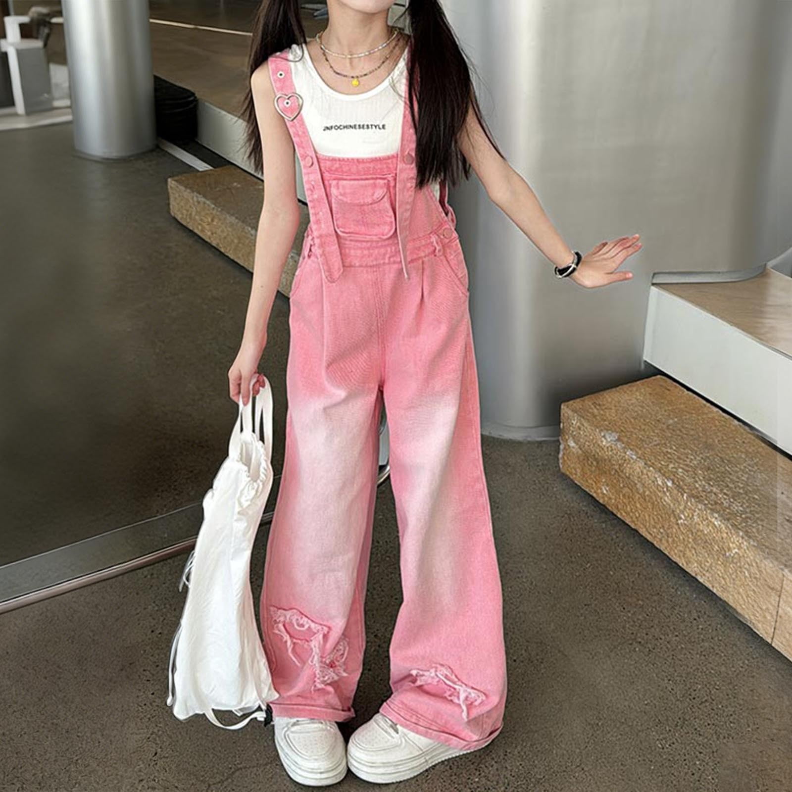 MEZZALL Bodysuits Stylish Denim Overalls Jumpsuit For Girls Fashion Fall Long Sleeve Romper One-Piece Square Collar Comfort Back To School Onesie