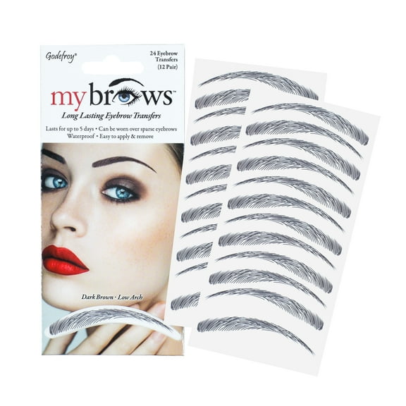Godefroy My Brows Temporay Eyebrow Transfers, Low Arch-Dark Brown