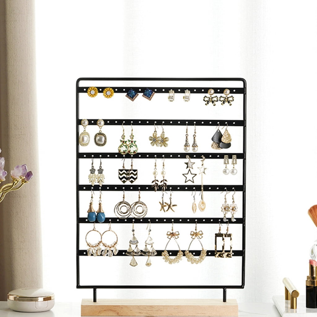Yammee Earrings Organizer Jewelry Display Stand 6 Tiers Earring Holder Rack for Hanging Earrings Ear Studs with Wood Base Women