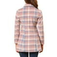 thumbnail image 3 of INSPIRE CHIC Women's Turn Down Collar Plaid Toggle Duffle Long Overcoat XS Pink Blue, 3 of 7