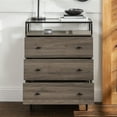 thumbnail image 4 of Modern Glass Top 3-Drawer Slate Grey Storage Cabinet by Manor Park, 4 of 14