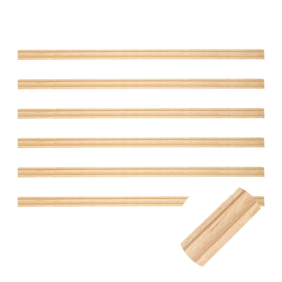6 Pack 15.75" Decorative Wood Trim, Unfinished 3D Wooden Furniture Molding Trim for DIY Craft, Home Wall Cabinet Shelf Window Door (Triangle, 12mm)