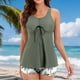 thumbnail image 1 of Tankini de moda para mujer, color sólido con cojín en el pecho y sin soporte de acero, traje de baño holgado con cordón dividido, traje de baño de dos piezas para mujer, trajes de baño tankini para mu, 1 of 7