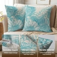 thumbnail image 3 of Vintage Flowers Pillow Covers 20x20 Inch Set of 2 Aqua Turquoise Floral Leaves Decorative Square Throw Pillows For Couch Rustic Square Pillow Cases Home Decor For Living Room Sofa Porch Outdoor, 3 of 6