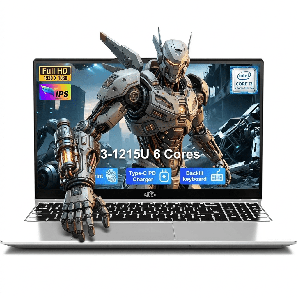 15.6 IPS FHD Laptop 32GB RAM 2TB SSD Intel 6-Core i3-1215U (Beats R5 7520U Up to 4.4GHz) with 65W Type-C Backlit Keyboard Fingerprint Wi-Fi 6 Slive